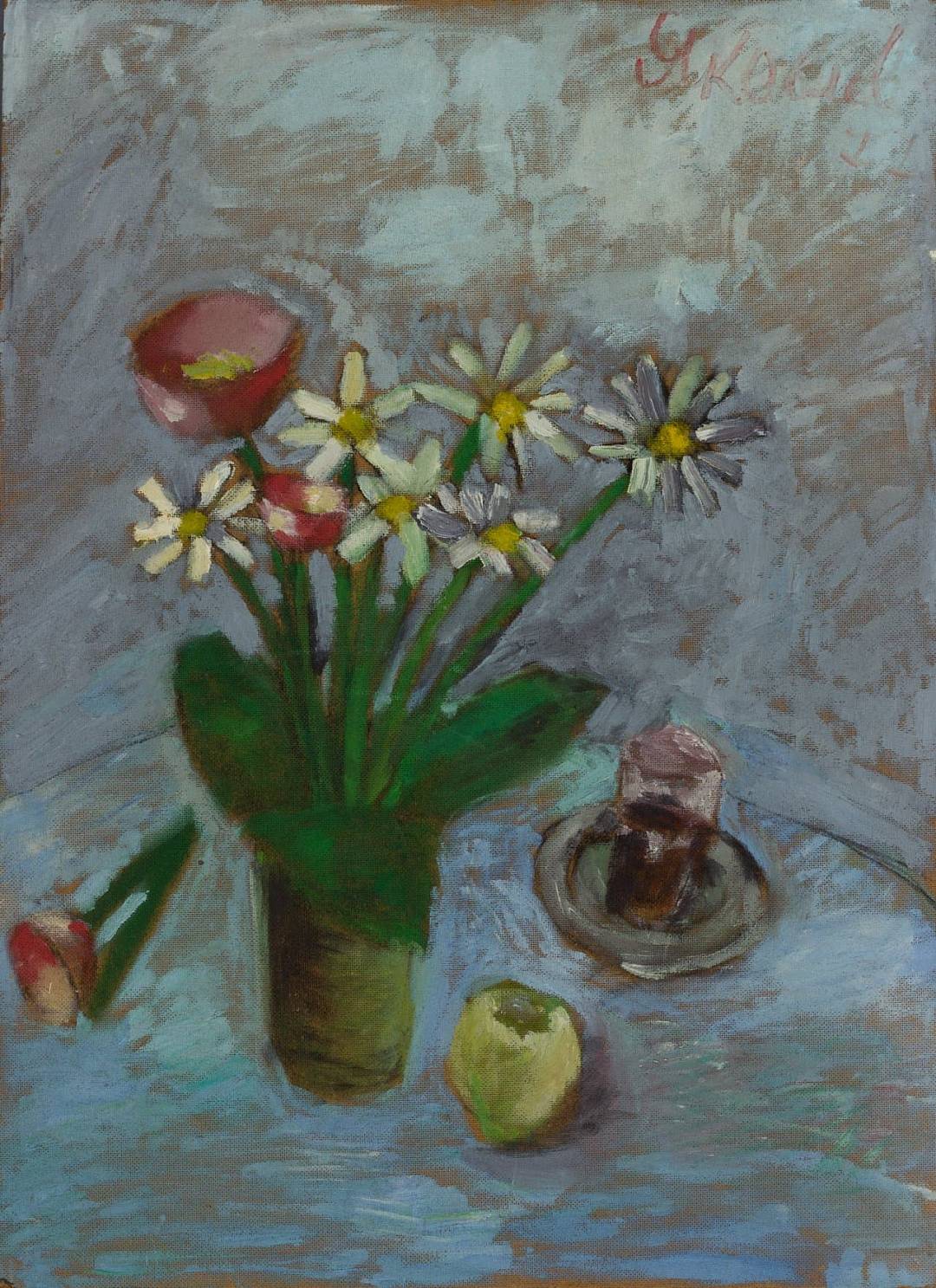 Still Life With Daisies And Glass