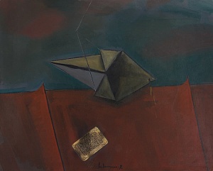 Composition with a playing card and a kite 1982