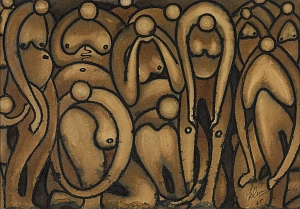 Sketch of the panel "Bathers" 1965
